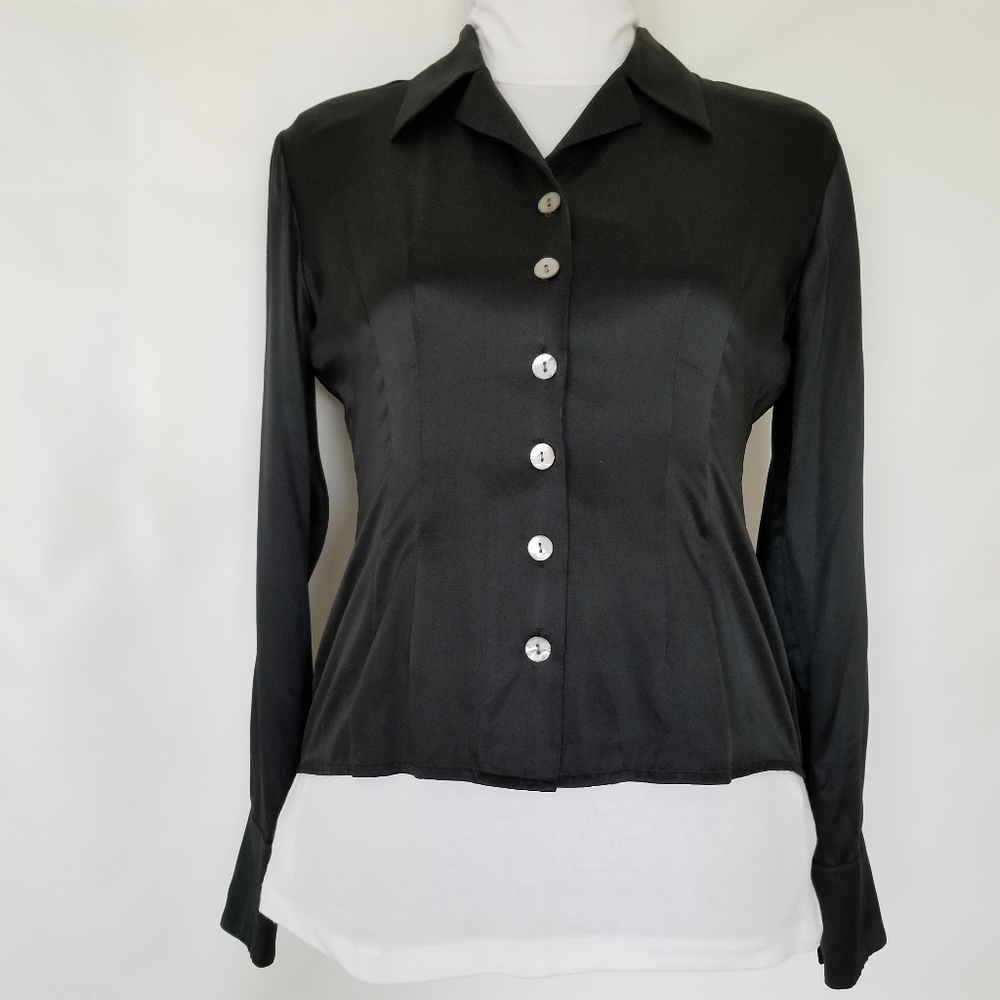 1154B Preowned Preview Collection Black Shirt XS